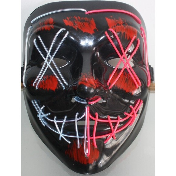 Costume Halloween Face Mask The Purge LED Light Up 3 Speed Clubbing Party Fun - Picture 1 of 4